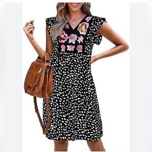 Women’s kirundo boho babydoll embroidered mini dress XL